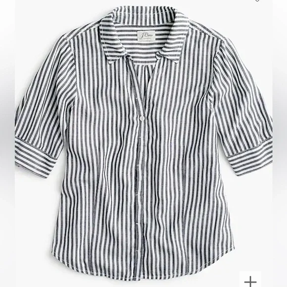 J. Crew short sleeve button up shirt in stripe. Grey and white XS - Picture 1 of 11